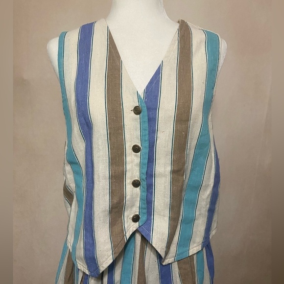 Handmade women's maxi skirt and vest set vertical stripe cottage prairie EUC - Picture 7 of 7